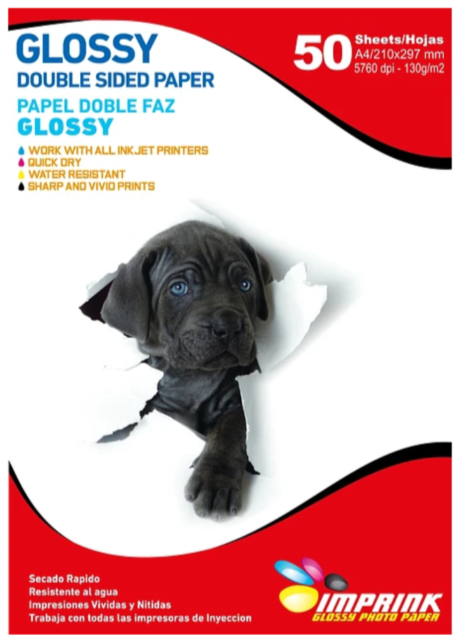 PAPEL FOTOG DOBLE FAZ GLOSSY 130G a4